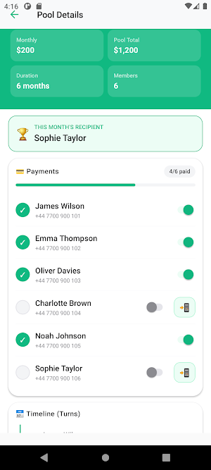 Tontine: Money Pool Tracker Screenshot 1