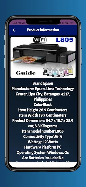 Epson printer l805Guide Screenshot 2