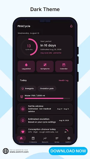 PinkCycle - Period Tracker Screenshot 1
