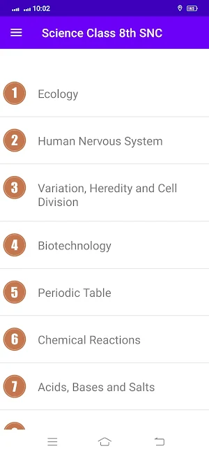 Science Class 8th SNC Textbook Screenshot 0