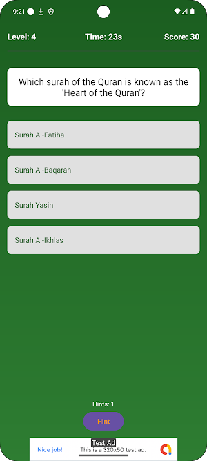 Islamic Knowledge Quiz Game Screenshot 1