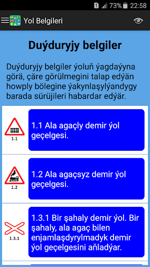 Türkmenistan Ýol Belgileri we Kadalary Screenshot 1