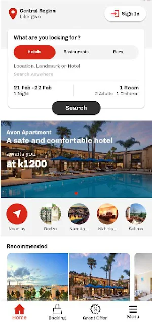 Booking Malawi Screenshot 1
