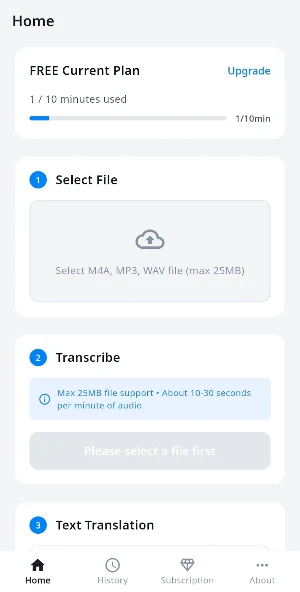 M4A to Text & Translate Screenshot 0