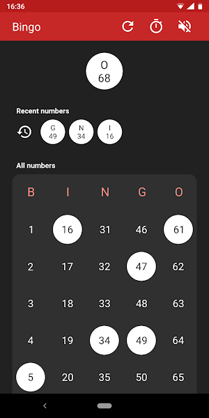 Bingo number generator & caller Screenshot 1