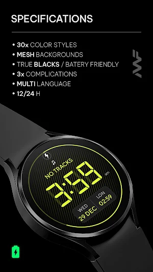 Awf Digital 1 - watch face Screenshot 1