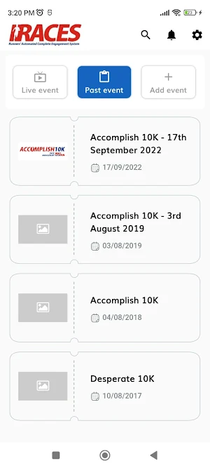 Races Organiser Screenshot 2