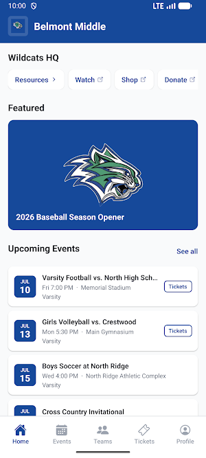 Belmont Middle Athletics Screenshot 0