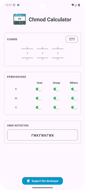 SJ Chmod Calculator Screenshot 1
