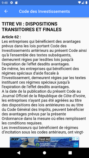 Code des Investissements C.I Screenshot 1