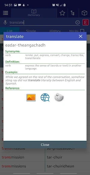 Scots Gaelic Dictionary Screenshot 2