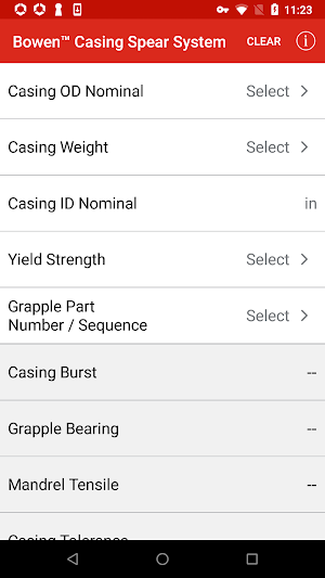Bowen Casing Spear Calculator Screenshot 0