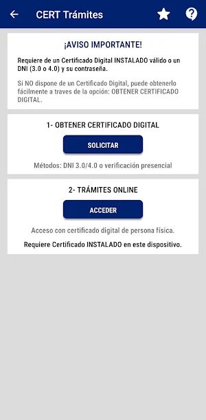 CERT Tramites Screenshot 1