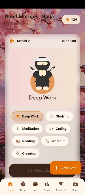Ninja Focus: Daily Habit Screenshot 1