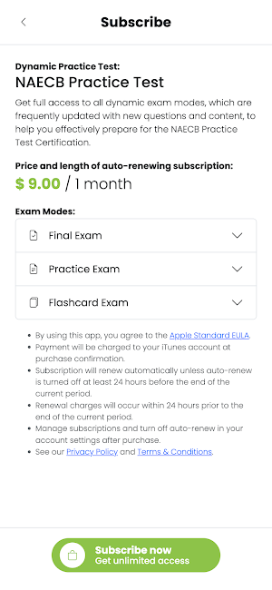 NAECB Practice Test Screenshot 1