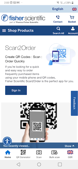 Fisher Scientific Scan2Order Screenshot 0