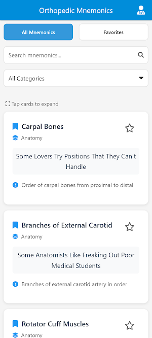 Orthopedic Mnemonics App Screenshot 0