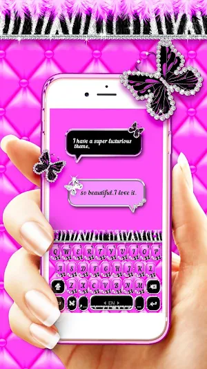 Luxury Butterfly Zebra Keyboard Theme Screenshot 0