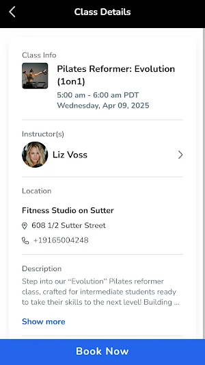 Fitness Studio on Sutter Screenshot 2