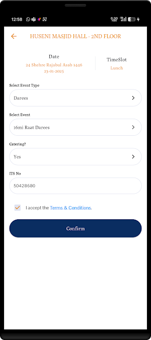Dohad Hall Booking Screenshot 3