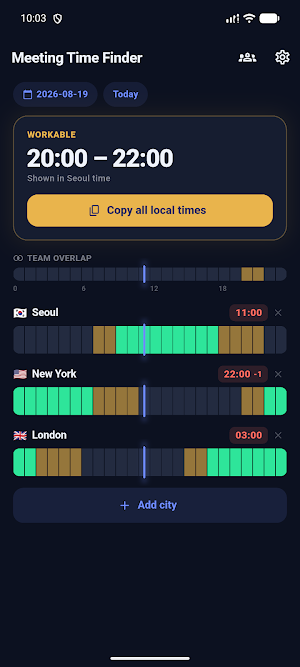 Meeting Time Finder Screenshot 1
