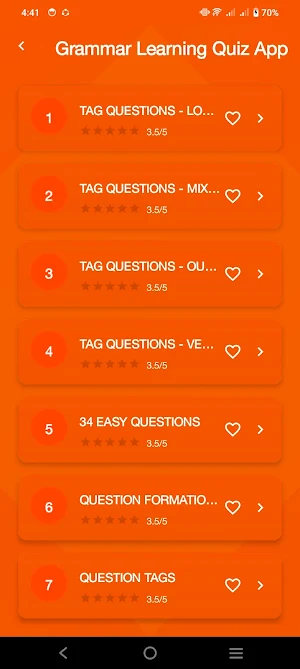 Grammar Learning Quiz App Screenshot 2