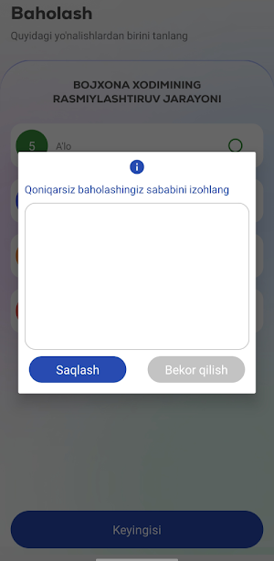 Bojxona xizmatini baholash Screenshot 3