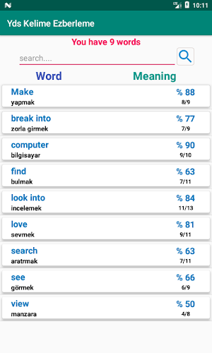 Yds Kelime Ezberleme (word memorize) Screenshot 3