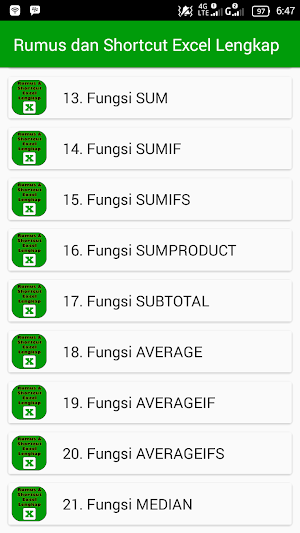 Rumus & Shortcut Excel Lengkap Screenshot 1