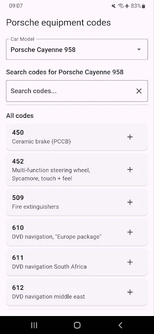 Porsche Equipment Codes Screenshot 2