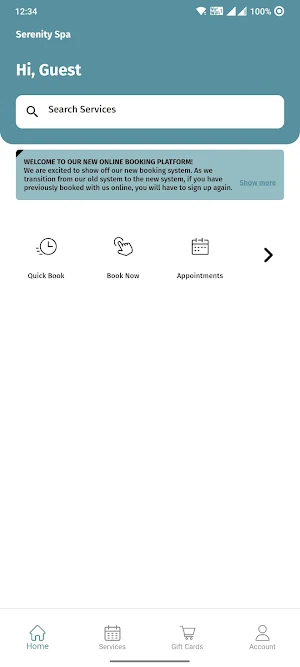Serenity Spa Mobile Screenshot 0