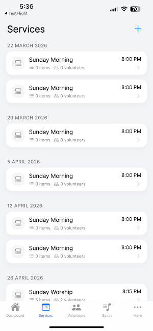 Worship Schedule Screenshot 1