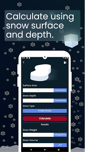 Snow weight and volume calculator Screenshot 2