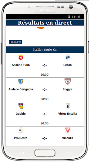 Résultats en direct Screenshot 1