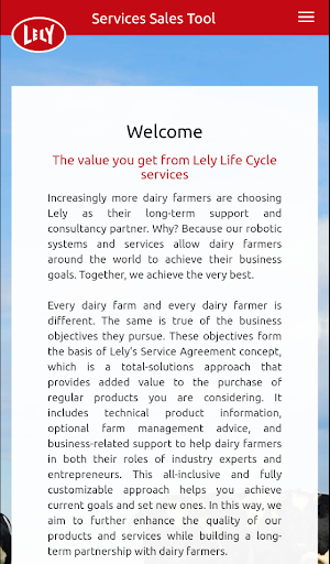 Lely Services Sales Tool (SST) Screenshot 1