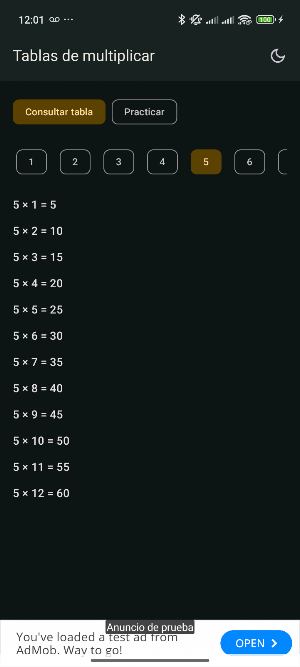 Tablas de Multiplicar Screenshot 1