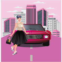 Fashionable Girls Car Racing