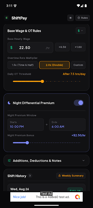 ShiftPay: Shift & Overtime Pay Screenshot 2