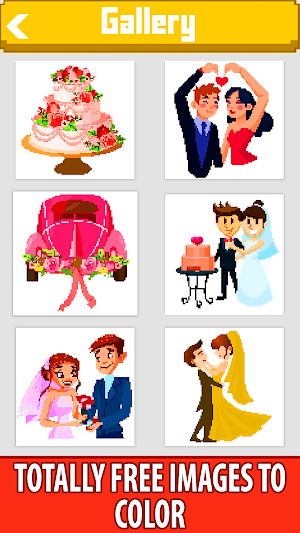 Bride & Groom Color by Number - Pixel Art Coloring Screenshot 0