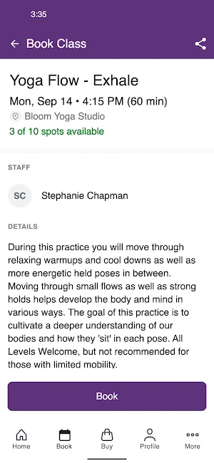 Bloom Yoga Studio Screenshot 2