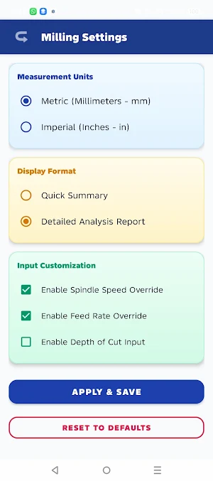 SmartMill : CNC Milling Calc Screenshot 3