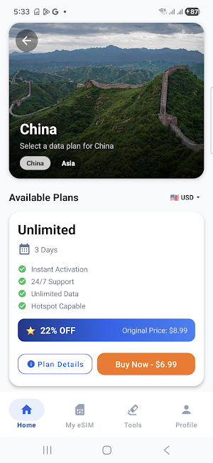 HodoxeSIM: Travel eSIM & Data Screenshot 1
