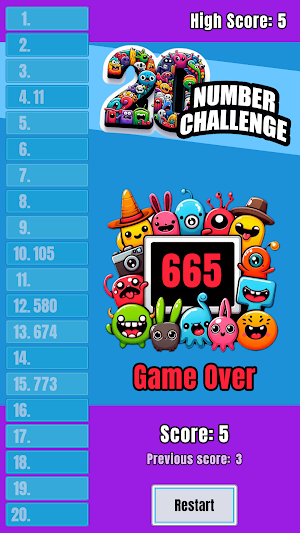 20 Number Challenge Game Screenshot 3