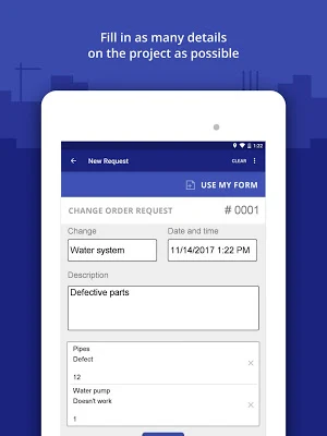 Construction Change Order Screenshot 1