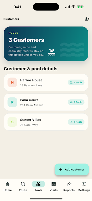 PoolRoute Log: Pool Care Screenshot 2