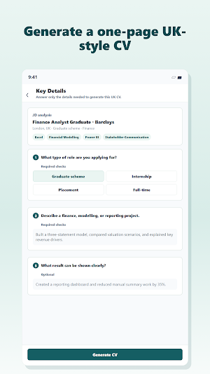 UK Grad CV Builder Screenshot 2