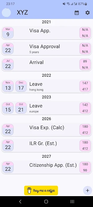 HK Five One Calendar Screenshot 2