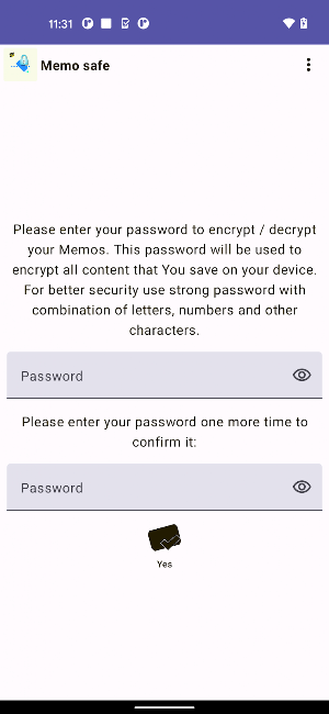 Memo Safe: Fast and safe notes Screenshot 0