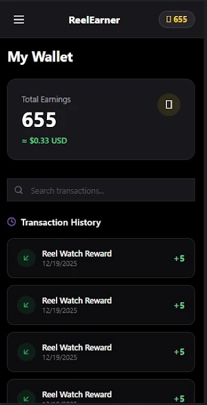 watchearn-watch & earn (reels) Screenshot 2