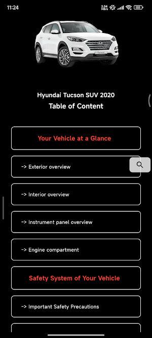 Car User Manual Hyundai Tucson Screenshot 1